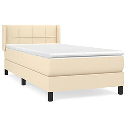 Maison Chic Structures de lit + matelas,Lit à sommier tapissier avec matelas Crème 80x200 cm Tissu -MN53047