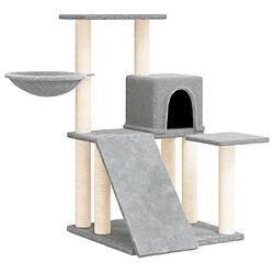 Helloshop26 Arbre à chat meuble tour grimper jouet grattage grattoir escalade plateforme avec griffoirs en sisal clair 82 cm gris 02_0022618