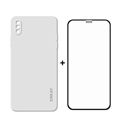 Coque en silicone colle complète liquide 0.26mm 9H 2.5d souple blanc pour votre Apple iPhone XS Max