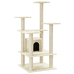 Helloshop26 Arbre à chat meuble tour grimper jouet grattage grattoir escalade plateforme avec griffoirs en sisal 110 cm crème 02_0022455