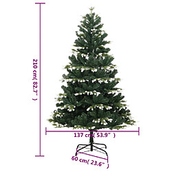 vidaXL Sapin de Noël artificiel à charnières avec neige floquée 210 cm pas cher