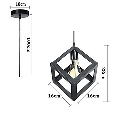 Stoex 2PCS Suspension Lustre en Forme de Cube Suspension Luminaire Moderne Plafonnier Rétro Vintage Noir pas cher