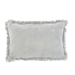 Dansmamaison Coussin Frange Coton Velours Bleu