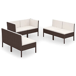 Maison Chic Salon de jardin 6 pcs + coussins - Mobilier/Meubles de jardin - Table et chaises d'extérieur Résine tressée Marron -MN47834