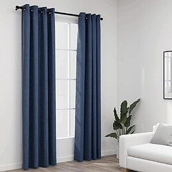 vidaXL Rideaux occultants Aspect lin avec œillets 2 pcs Bleu 140x245cm