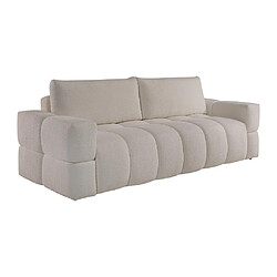 Avis Vente-Unique Canapé 3 places convertible en tissu bouclette beige ISSORO II