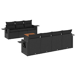 Maison Chic Ensemble Tables et chaises d'extérieur 8 pcs avec coussins,Salon de jardin noir résine tressée -GKD271198