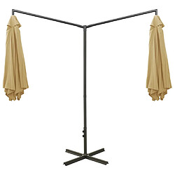 Avis vidaXL Parasol de jardin double avec mât en acier taupe 600 cm