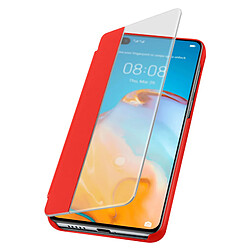 Avizar Étui Huawei P40 Pro Clapet Translucide Protection Rigide rouge