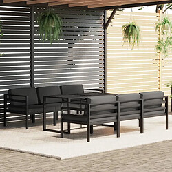 vidaXL Salon de jardin 7 pcs avec coussins Aluminium Anthracite