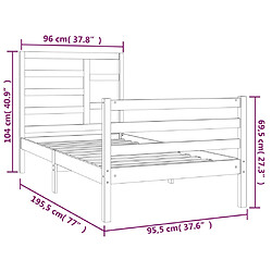 vidaXL Cadre de lit sans matelas blanc bois massif 90x190 cm pas cher