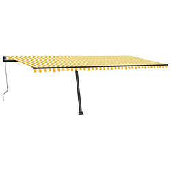 Maison Chic Auvent automatique | Store banne extérieur | Marquise capteur de vent LED 600x350cm Jaune et blanc -MN68360