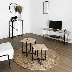 The Home Deco Factory Lot de 2 tables gigognes en bois et métal Kalo - Marron et noir