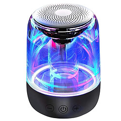 Universal Haut-parleur portable Bluetooth 5.0 Haut-parleur transparent LED lumineux ultra-bas 6D entouré d'un réveil stéréo HiFi | Haut-parleur portable (noir)