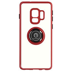 Avizar Coque pour Samsung Galaxy S9 Bi-matière Bague Métallique Support Vidéo rouge