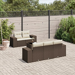 vidaXL Salon de jardin avec coussins 6 pcs marron résine tressée