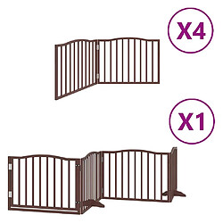 vidaXL Barrière pour chien porte pliable 12 panneaux bois de peuplier