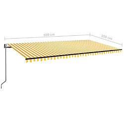 vidaXL Auvent rétractable automatique 600x350 cm Jaune et blanc pas cher