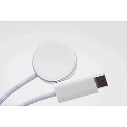 Chargeur magnétique Riff Type-C pour montres intelligentes séries Apple 1 - 8 / SE / Airpods Pro 2 avec câble design tissé 1 m Blanc