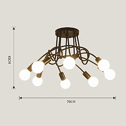 Avis Stoex Rétro Plafonnier Luminaire Industriel Edison 8 Têtes Métal Fer Noir , Creative Lampe de suspension éclairage Vintage E27 pour Salons Chambre Restaurant