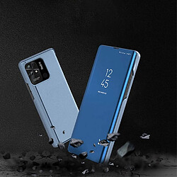 Acheter Htdmobiles Housse pour Xiaomi Redmi 10C / Poco C40 - etui portefeuille miroir clear view + verre trempe - BLEU