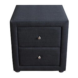 Decoshop26 Table de chevet en tissu noir avec 2 tiroirs de rangement MOC06008