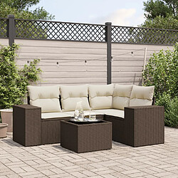 vidaXL Salon de jardin avec coussins 5 pcs marron résine tressée