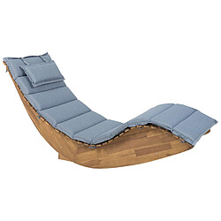 Beliani Chaise longue avec coussin Bois Bleu BRESCIA