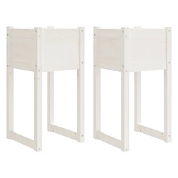 vidaXL Jardinières 2 pcs Blanc 40x40x81 cm Bois massif de pin