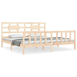 Maison Chic Lit adulte - Cadre Structure de lit avec tête de lit Contemporain 200x200 cm bois massif -MN98037