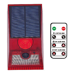 Lumière LED D'alarme Solaire Avec Capteur De Mouvement De Lumière Stroboscopique à Télécommande Rouge