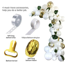 Avis Euro Mega 100pcs Guirlande Ballons Blanc Or Tropical Safari Forêt Fête Anniversaire Mariage Décoration