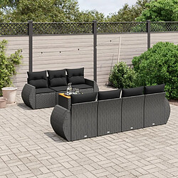 Maison Chic Ensemble Tables et chaises d'extérieur 8 pcs avec coussins,Salon de jardin noir résine tressée -GKD134809