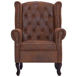 Avis vidaXL Fauteuil Chesterfield et repose-pieds Marron Similicuir daim