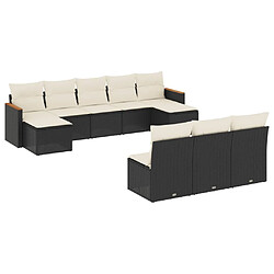 Maison Chic Salon de jardin 10 pcs avec coussins | Ensemble de Table et chaises | Mobilier d'Extérieur noir résine tressée -GKD70877