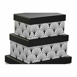 Avis Jeu de Caisses de Rangement Empilables DKD Home Decor Noir Blanc Carton