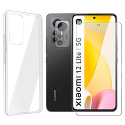 Visiodirect Protection intégrale Verre Trempé pour Xiaomi 12 Lite 5G+ Verre Trempé Caméra Arrière + Coque souple silicone transparente