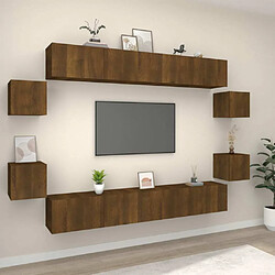 Maison Chic Ensemble de meubles TV 8 pcs | Banc TV Moderne pour salon | Meuble de Rangement - Chêne marron Bois d'ingénierie -MN44412