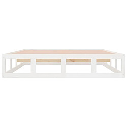 Maison Chic Lit adulte - Lit simple Cadre de lit,Structure du lit Contemporain Blanc 140x190 cm Bois massif -MN73718 pas cher