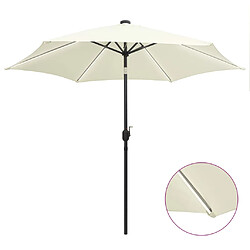 vidaXL Parasol de jardin et lumières LED mât en aluminium blanc sable