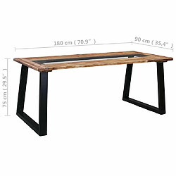 Maison Chic Table de salle à manger,Table à dîner 180x90x75 cm Bois d'acacia et verre -GKD11614 pas cher