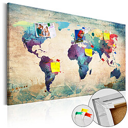 Artgeist Tableau en liège - Colorful World Map [Cork Map] 90x60 cm