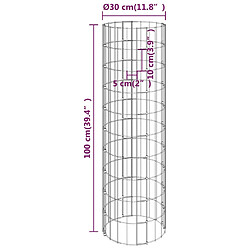 vidaXL Poteau à gabion circulaire Acier galvanisé Ø30x100 cm pas cher