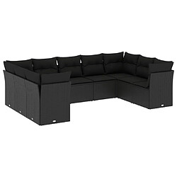 Maison Chic Salon de jardin 9 pcs avec coussins | Ensemble de Table et chaises | Mobilier d'Extérieur noir résine tressée -GKD65743