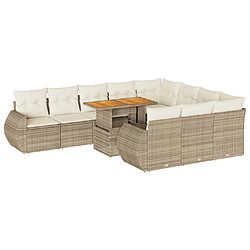 vidaXL Salon de jardin 11 pcs avec coussins beige résine tressée