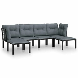 Maison Chic Salon de jardin 6 pcs - Table et chaises d'extérieur - Mobilier/Meubles de jardin Moderne noir et gris résine tressée -MN68206