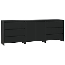 vidaXL Buffets 3 pcs Noir Bois d'ingénierie