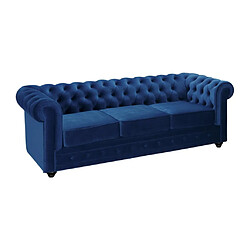 Acheter Vente-Unique Canapé 3 places et fauteuil CHESTERFIELD - Velours bleu roi