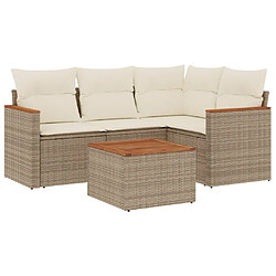 vidaXL Salon de jardin avec coussins 5 pcs beige résine tressée