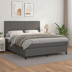 Maison Chic Lit Adulte - Lit simple Lit à sommier tapissier avec matelas moelleux - Meuble de Chambre - Gris 180x200 cm Similicuir -MN69792